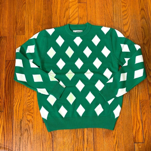 Bogey Boys Rhombus Sweater Golf Diamond Crewneck Macklemore Men’s S Green NWT - Picture 3 of 9